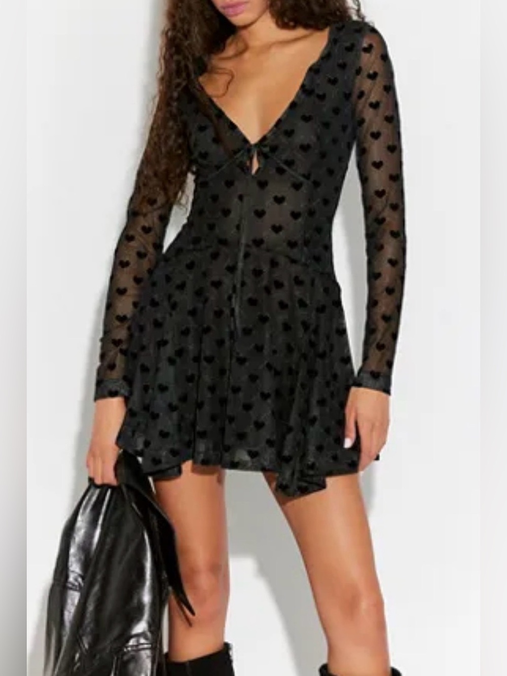 Free People Sway with Me Flocked Mini Dress NEW NWT